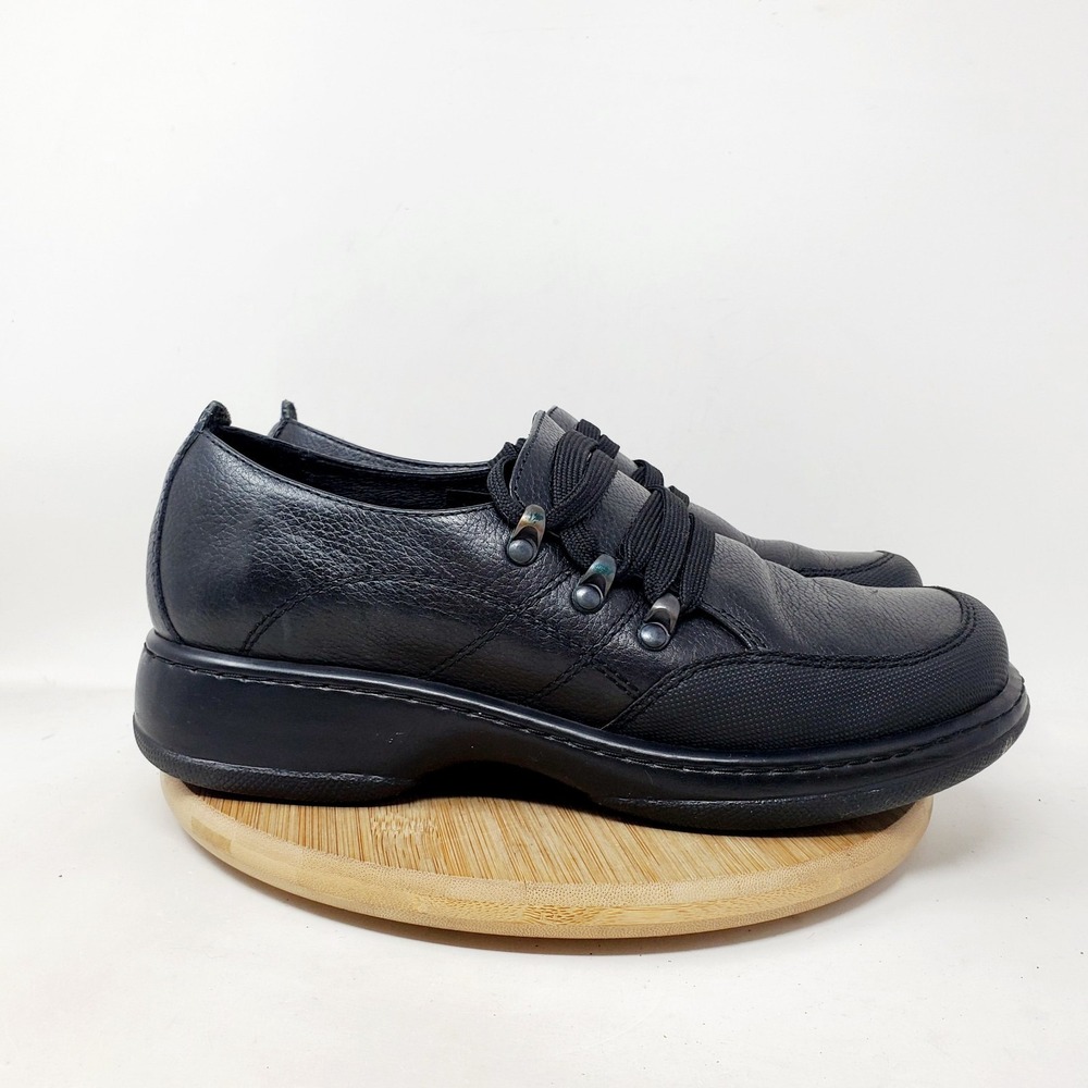 Dansko Chunky Shoes Womens 39 Black Leather Y2K Academia Retro Hiker Oxford